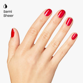 OPI polish being applied to nail for quick, streak-free coverage