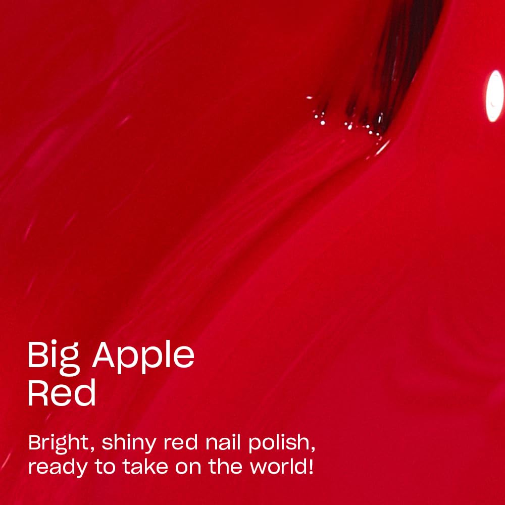 OPI Big Apple Red brush application close-up showing smooth, streak-free coverage