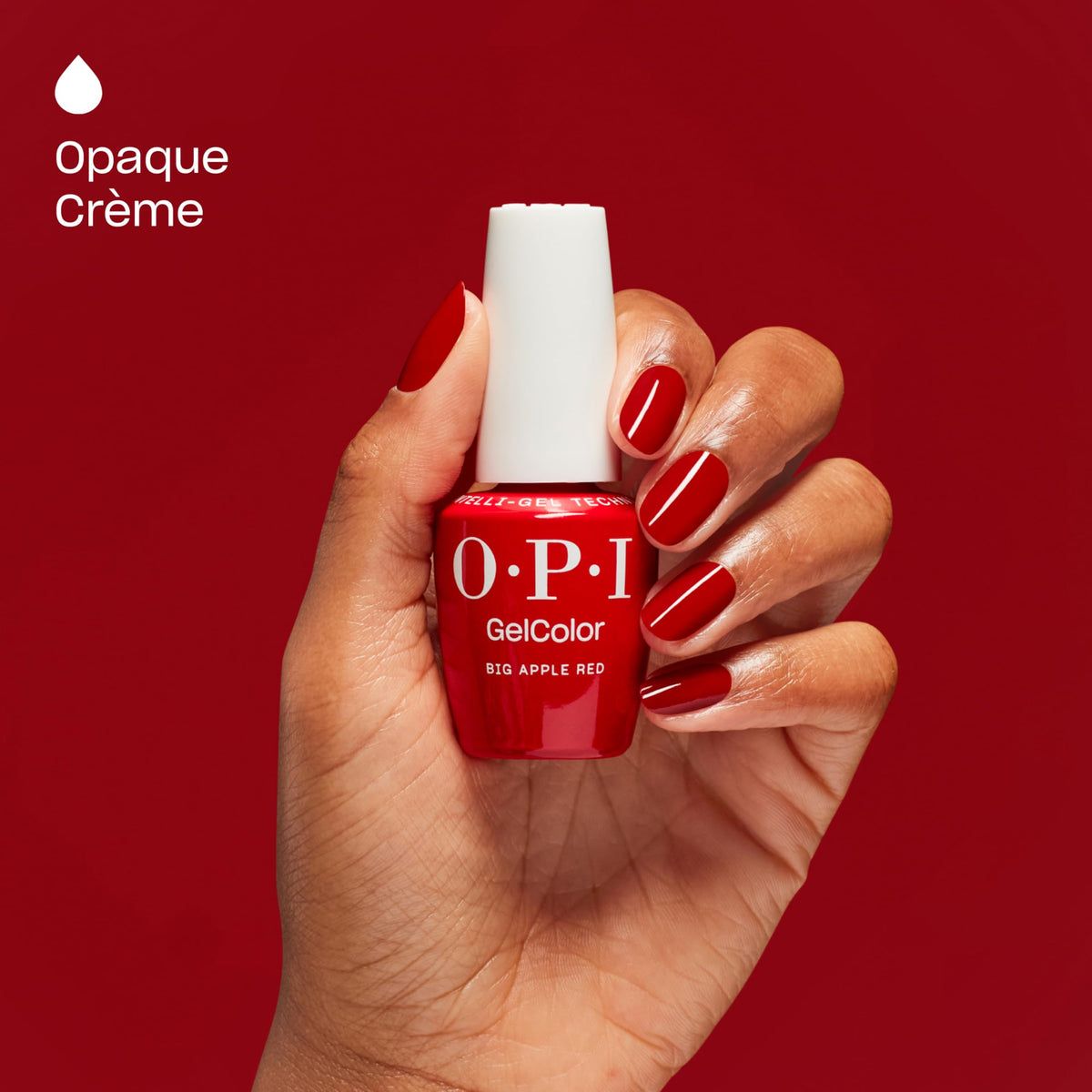OPI cured nails under LED lamp demonstrating quick 30-second cures and shine