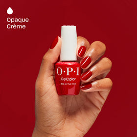 OPI cured nails under LED lamp demonstrating quick 30-second cures and shine
