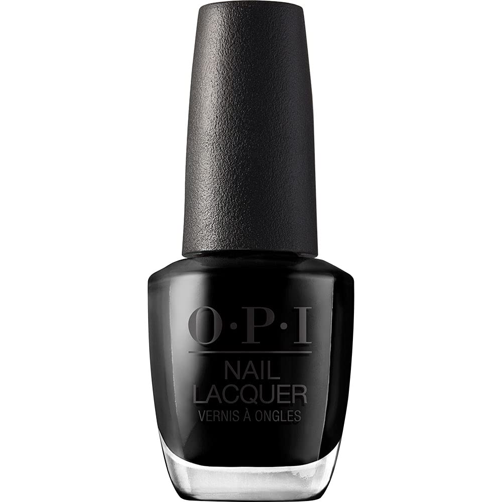 OPI bottle front view showing rich Black Onyx color and glossy finish for classic looks