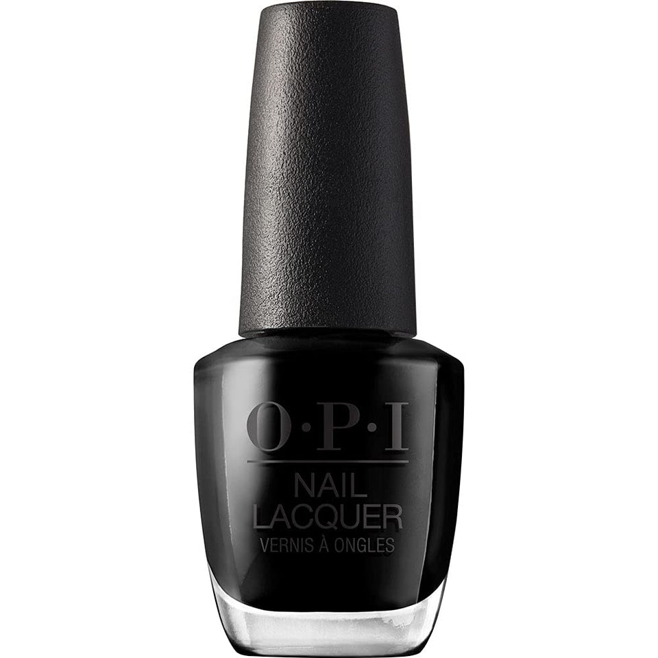 OPI bottle front view showing rich Black Onyx color and glossy finish for classic looks