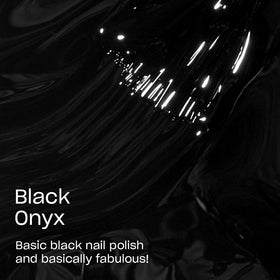 OPI painted fingernails displaying opaque Black Onyx on natural nails for versatile styling
