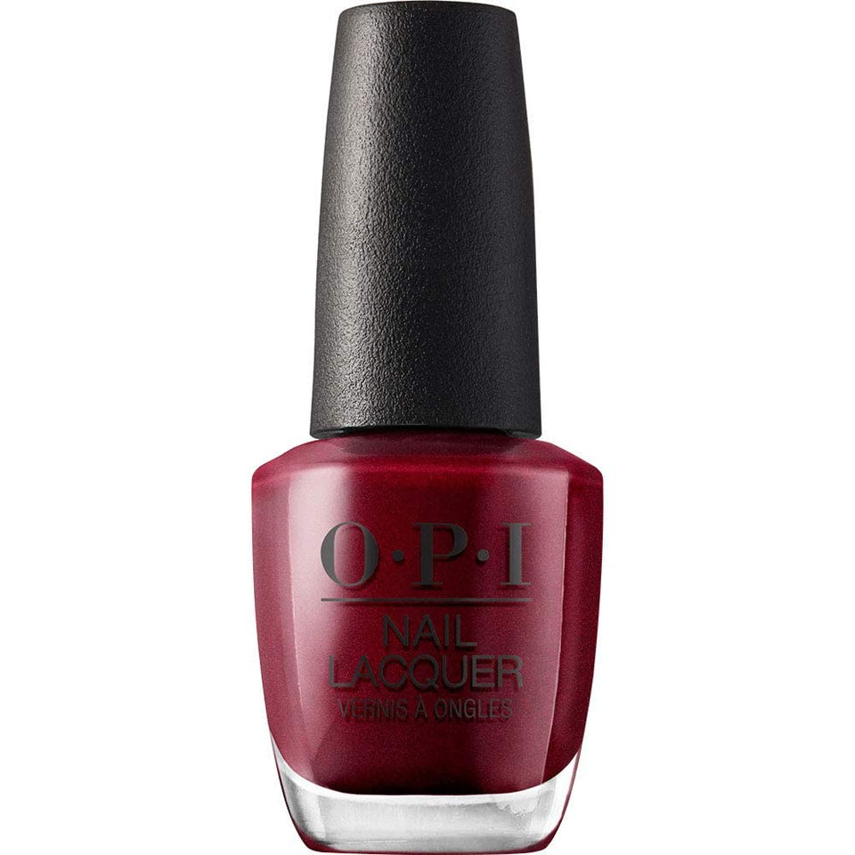 OPI bottle front view showing deep berry shade and glossy finish
