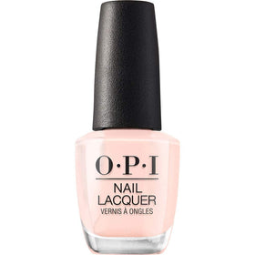 OPI Bubble Bath front bottle showing soft pink shade and label benefits