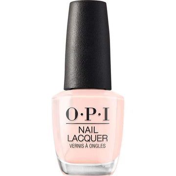 OPI Bubble Bath front bottle showing soft pink shade and label benefits