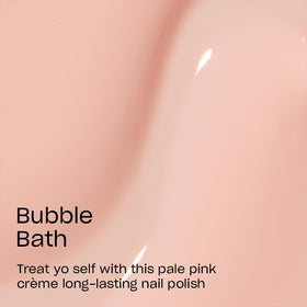 OPI Bubble Bath swatch on nail tip showing pale pink finish benefit: natural-looking color