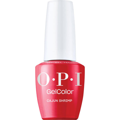 OPI Cajun Shrimp front bottle showing bright coral shade and gloss benefit