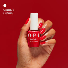 OPI Cajun Shrimp curing inside LED lamp showing fast-dry benefit