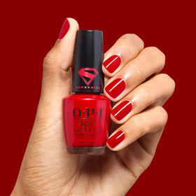 OPI brush applying polish on nail demonstrating even, fast application benefit