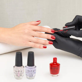 OPI color strip with multiple swatches showing consistency across strokes benefit