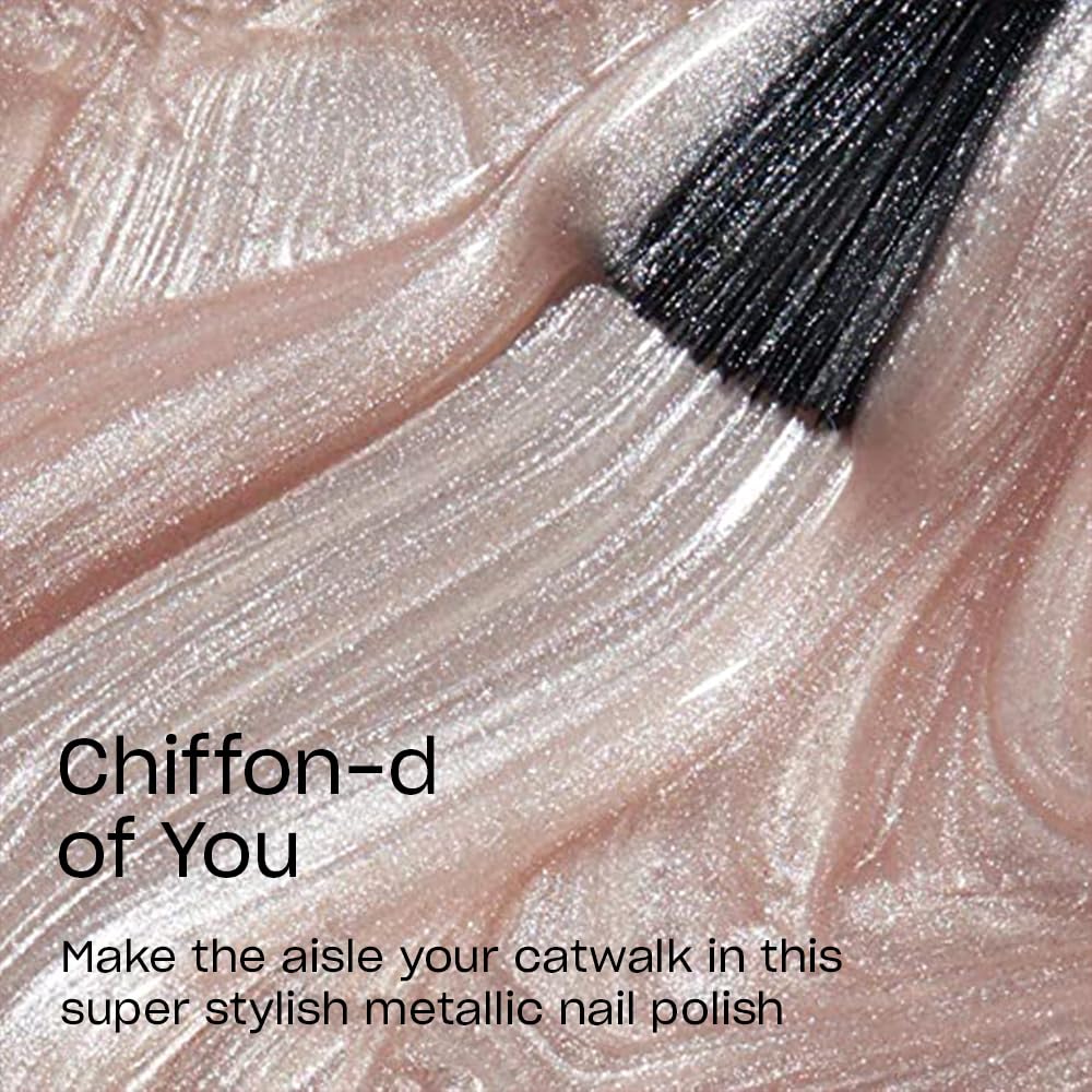 OPI wide brush spreading Chiffon-d of You for even, streak-free coverage