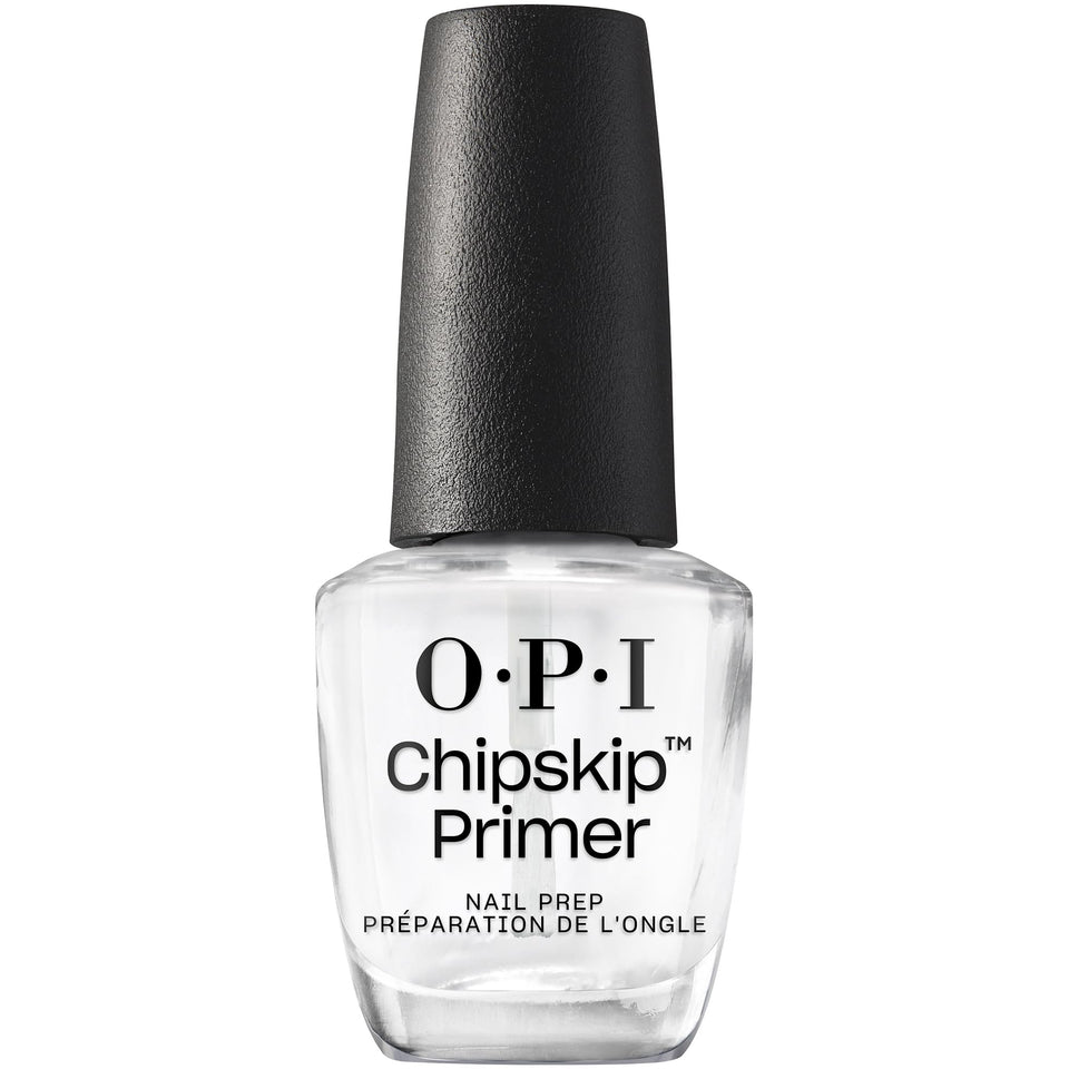 OPI Chip Skip Primer front bottle showing label and sleek finish benefit