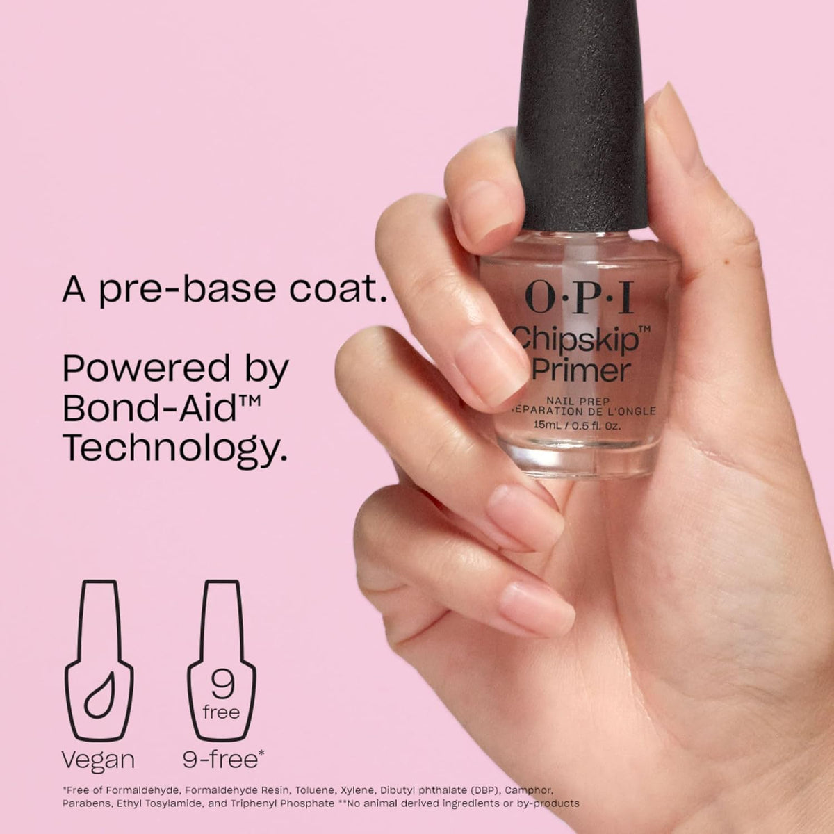 Applying OPI Chip Skip Primer on nail to improve polish adhesion and reduce chips