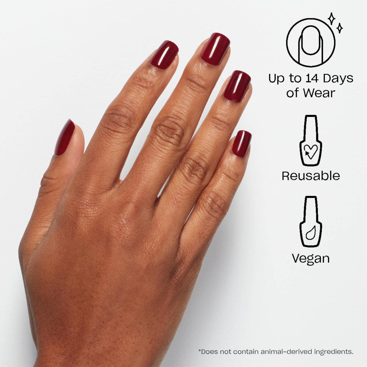 OPI close-up of dark red polish with blue undertone, rich true-to-color finish
