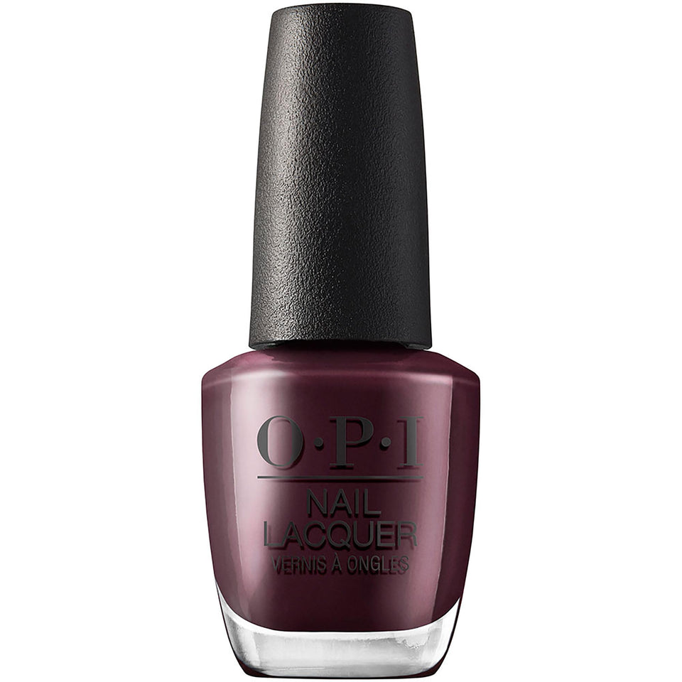 OPI Complimentary Wine front bottle and label showing rich burgundy shade