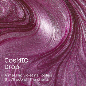 OPI CosMIC Drop swatch on nail wheel demonstrating opacity and color shift