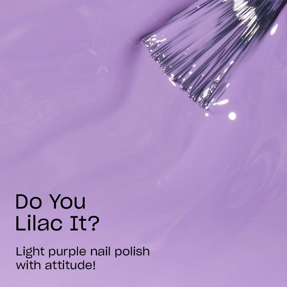 OPI nail swatch on hand displaying opaque lilac coverage and shine