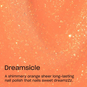OPI Dreamsicle bottle close-up with label highlighting brand and long-wear benefit