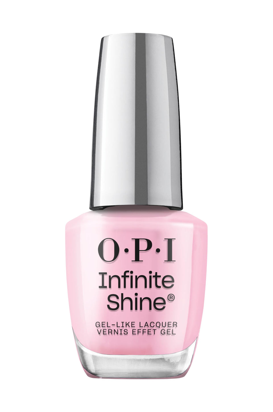 OPI Faux-ever Yours front packaging showing glossy bubblegum pink polish benefit long-lasting shine