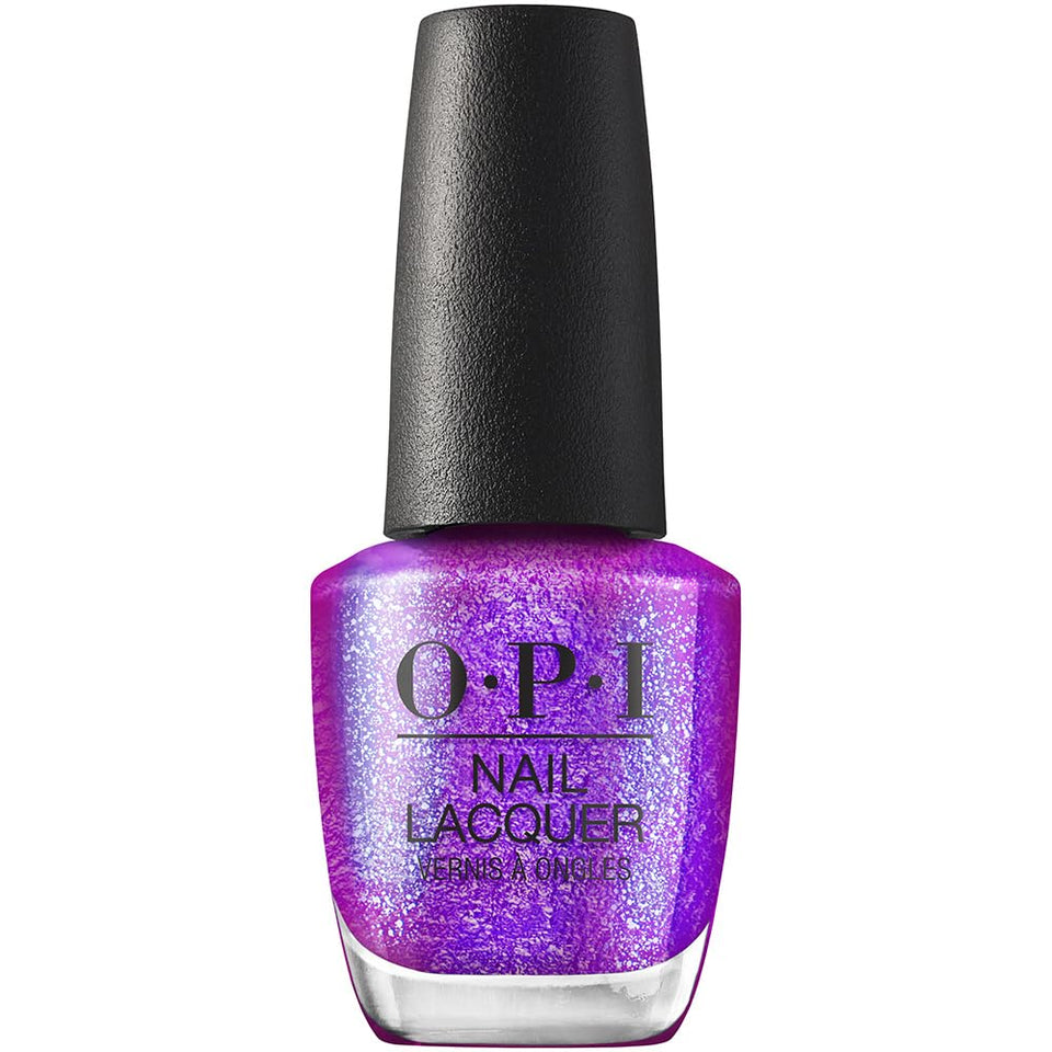 OPI front bottle showing sheer bright purple shimmer and glossy finish