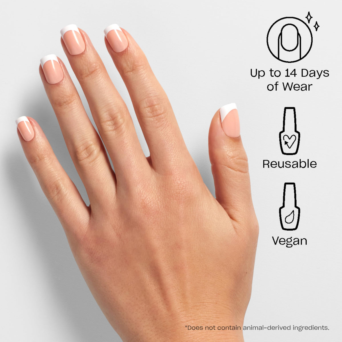 OPI close-up of French tip detail showing crisp white edge and smooth nude-pink finish