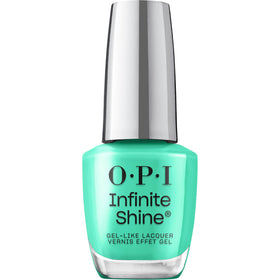OPI bottle front view showing icy teal color and glossy finish benefit