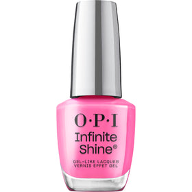 OPI front bottle showing neon pink polish and glossy finish benefit