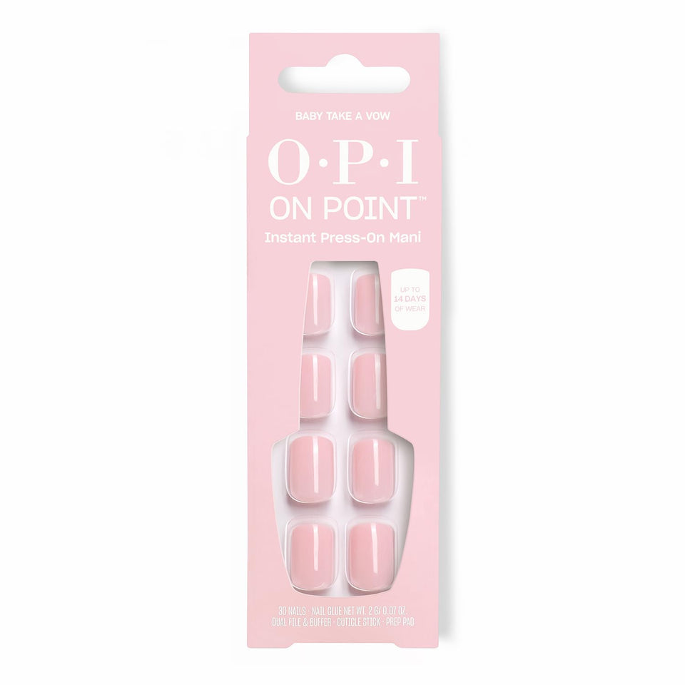OPI front packaging showing Baby Take a Vow set and glue for easy salon results