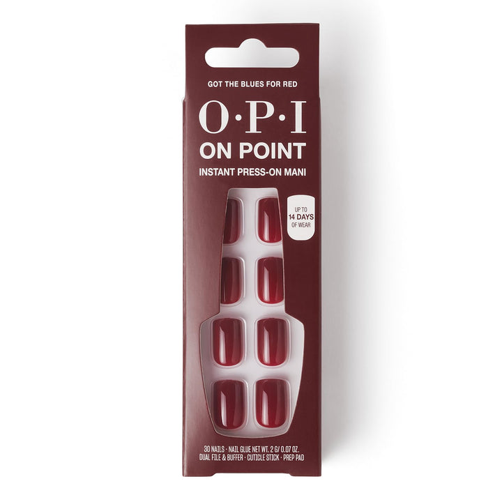 OPI front packaging showing included 24 tips and glue, quick salon results