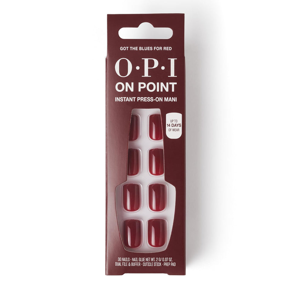 OPI front packaging showing included 24 tips and glue, quick salon results