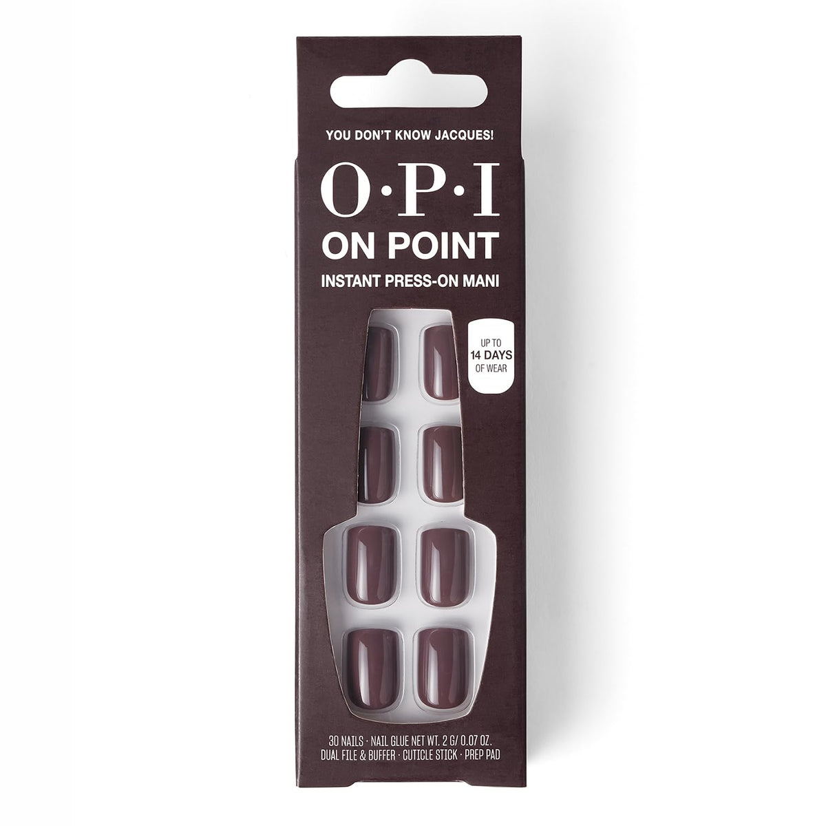 OPI front packaging showing shade and included glue for easy salon-quality results