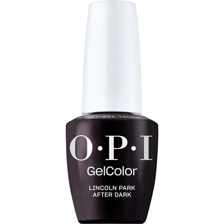 OPI GelColor front bottle showing deep purple shade and glossy finish benefit