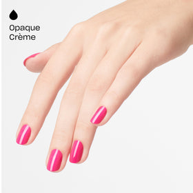 OPI application on nails demonstrating La Paz-itively Hot even brush control