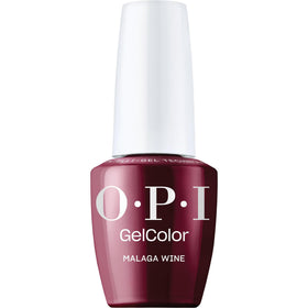 OPI GelColor Malaga Wine bottle front view showing deep wine shade and glossy finish