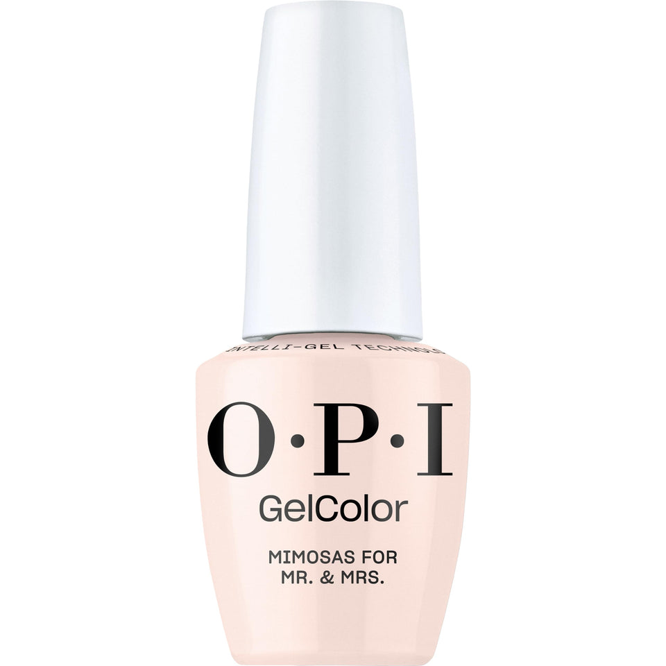 OPI bottle front view showing label and soft peach-pink shade for salon-ready polish