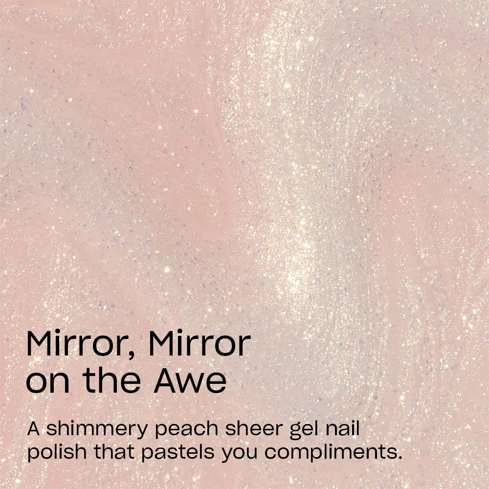 OPI close-up on nail tip showing smooth coverage and luminous peach-gold sheen