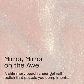 OPI close-up on nail tip showing smooth coverage and luminous peach-gold sheen