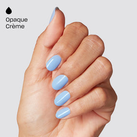 OPI bottle label detail of Shake Your Blue-ty highlighting vegan formula