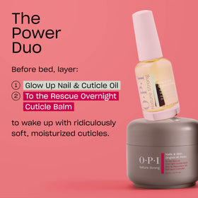 OPI Glow Up bottle next to ruler, shows 8 mL size and portability