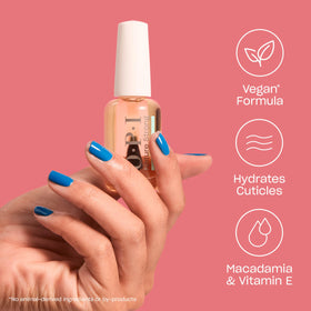 OPI oil drop texture on fingertip showing light absorption and shine benefit
