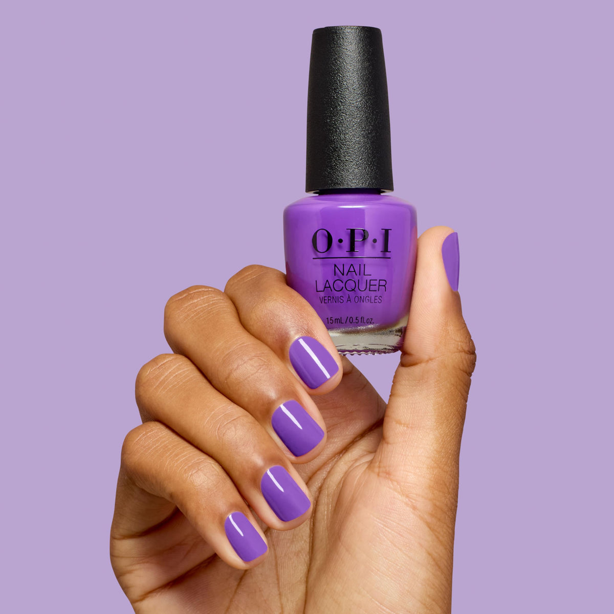 Close-up of nail texture with OPI polish highlighting smooth crème finish benefit