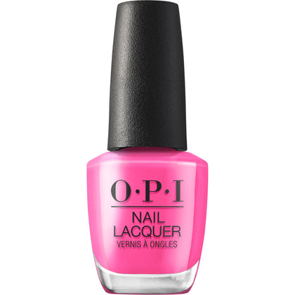 OPI bottle front view showing bright pink color and glossy finish benefit