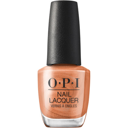 OPI bottle front showing Goodie as Gold shade and glossy finish benefits