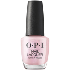 OPI bottle front view showing baby pink pearl shade and glossy finish benefit