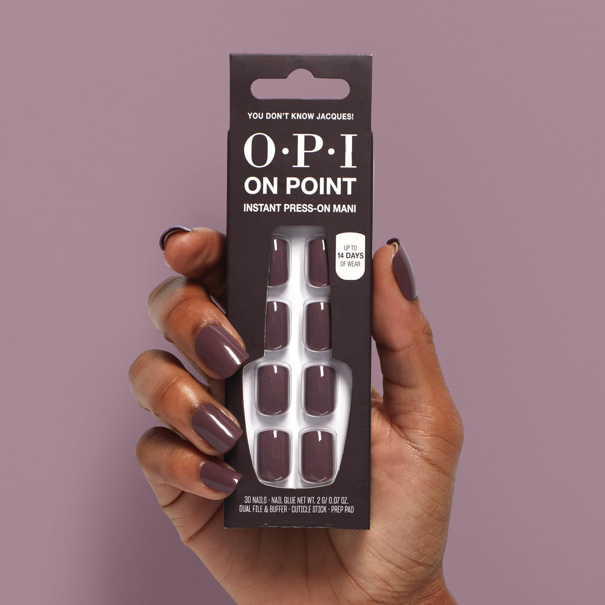 OPI lifestyle photo of finished manicure on hands showcasing natural taupe elegance