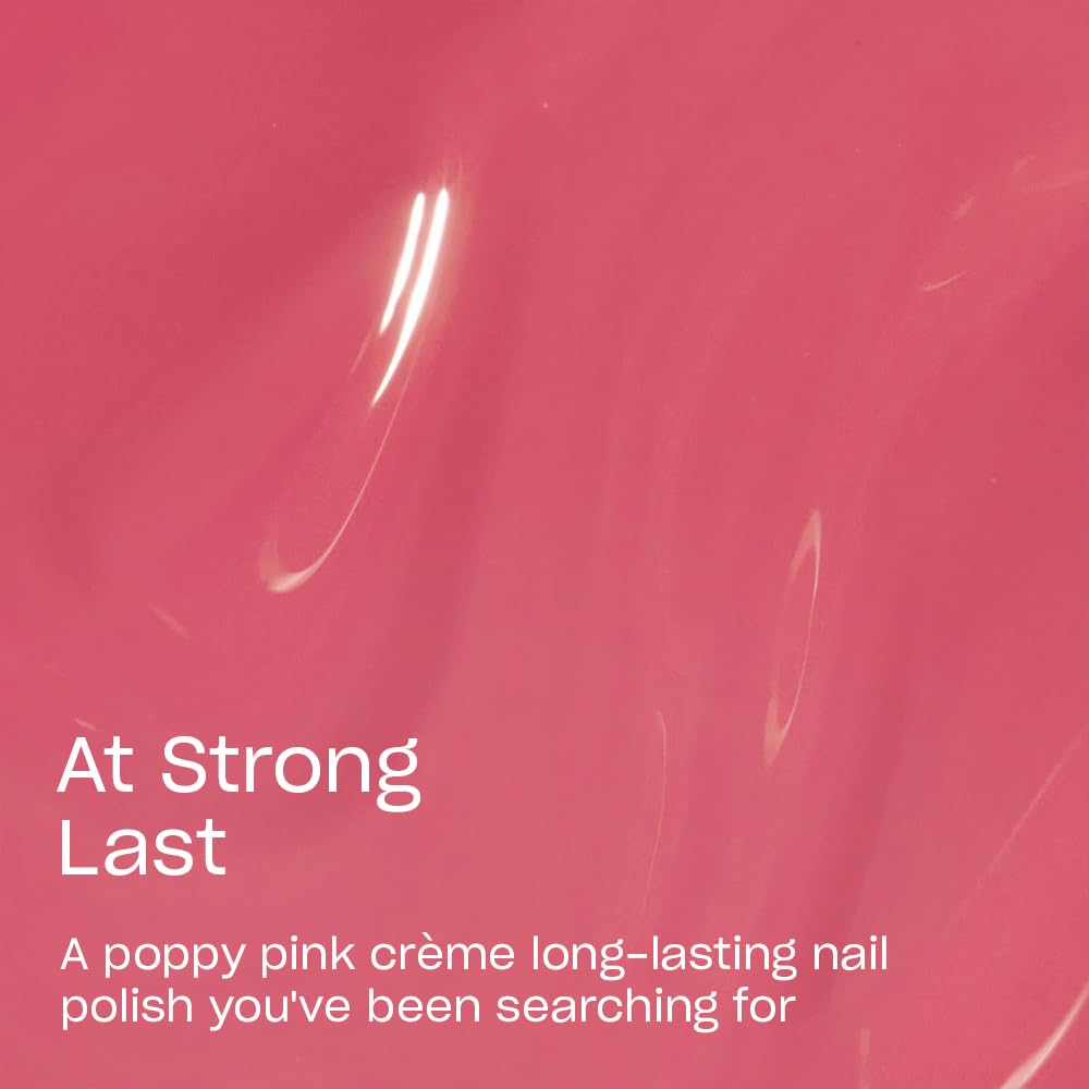 OPI color swatch on nail tip showing opaque poppy pink and glossy finish