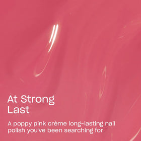 OPI color swatch on nail tip showing opaque poppy pink and glossy finish