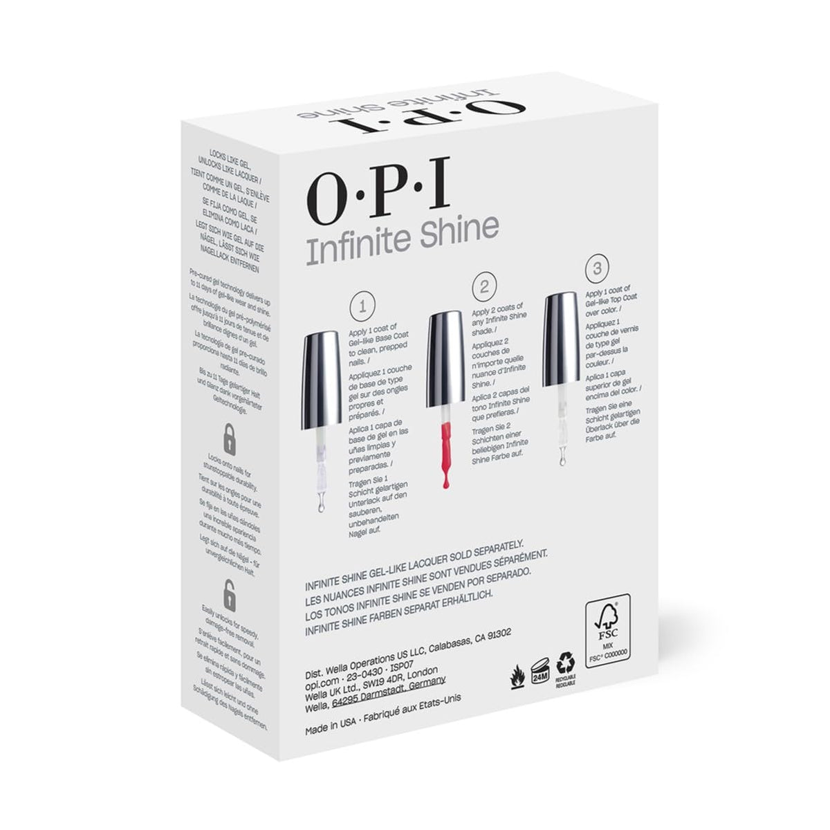 OPI Infinite Shine base coat bottle detail illustrating strong adhesion benefit