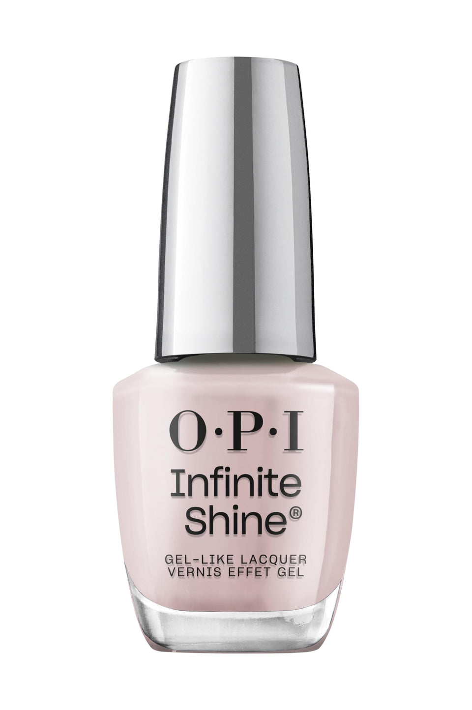 OPI bottle front view showing nude pink shade and glossy finish benefit
